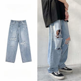 Men Jeans Ripped Jeans Hip Hop Summer Straight-Leg Pants